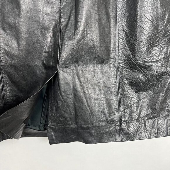 NWT Vintage Synergy Genuine Leather Midi Pencil Skirt w/Pockets. Black. Size 10 - Picture 6 of 14